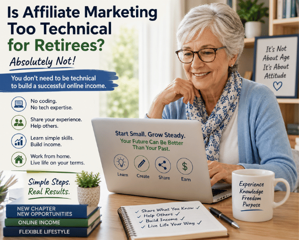 is affiliate marketing too technical for retirees. www.incomesolution4life.com